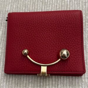 Strathberry Crescent Wallet Red Calf Leather Gold Bar Hardware Made in Spain